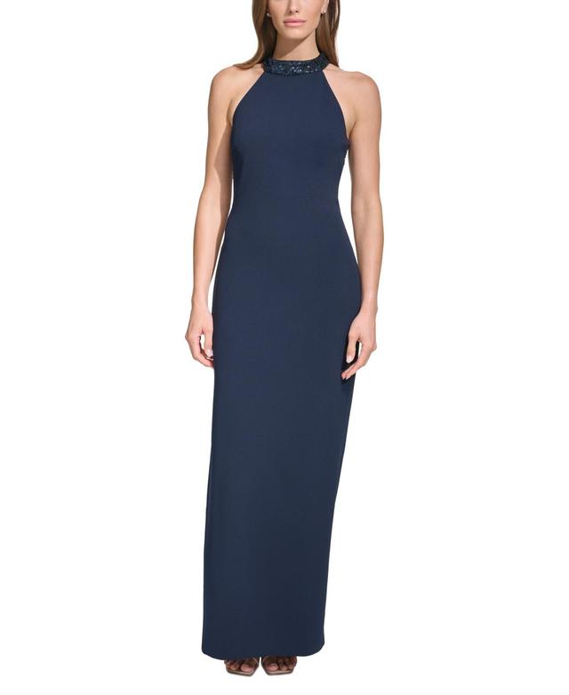 Vince Camuto Sequin Neck Column Gown Product Image