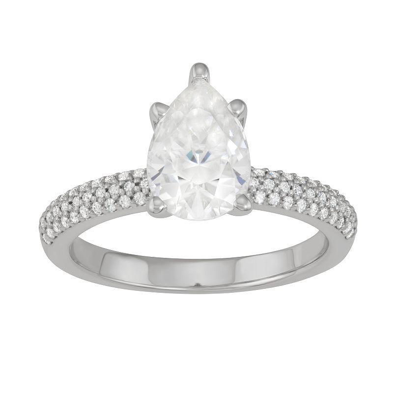 Charles & Colvard 2.31 Ct. T.w. Lab Created Moissanite Pear Engagement Ring, White, 9 Product Image