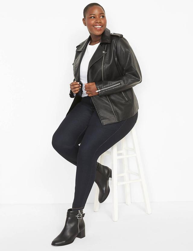 Lane Bryant Faux-Leather Moto Jacket 10/12 Black Product Image