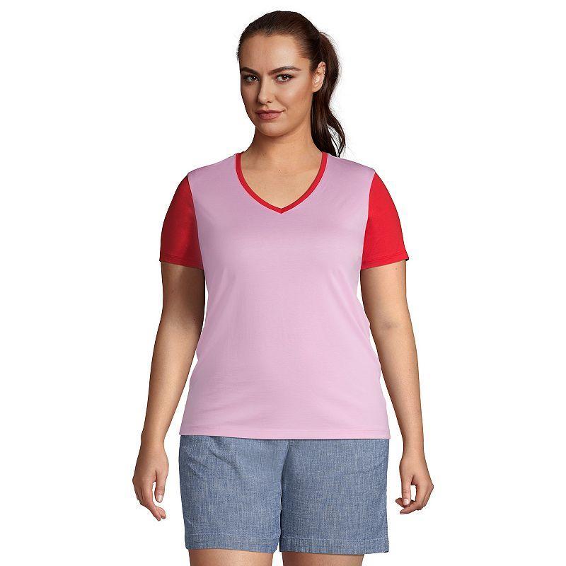 Lands End Plus Size Relaxed Supima Cotton Short Sleeve V-Neck T-Shirt Product Image