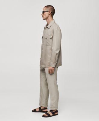 Mango Mens Linen Pockets Detail Overshirt Pants Set Product Image