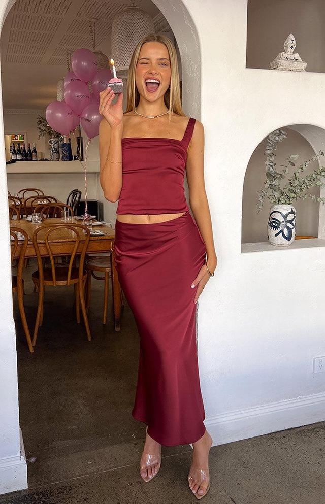 Ryland Burgundy Maxi Skirt Product Image