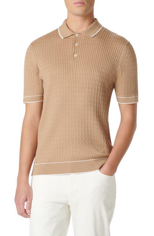 Bugatchi Tipped Rib Cable Stitch Polo Sweater Product Image