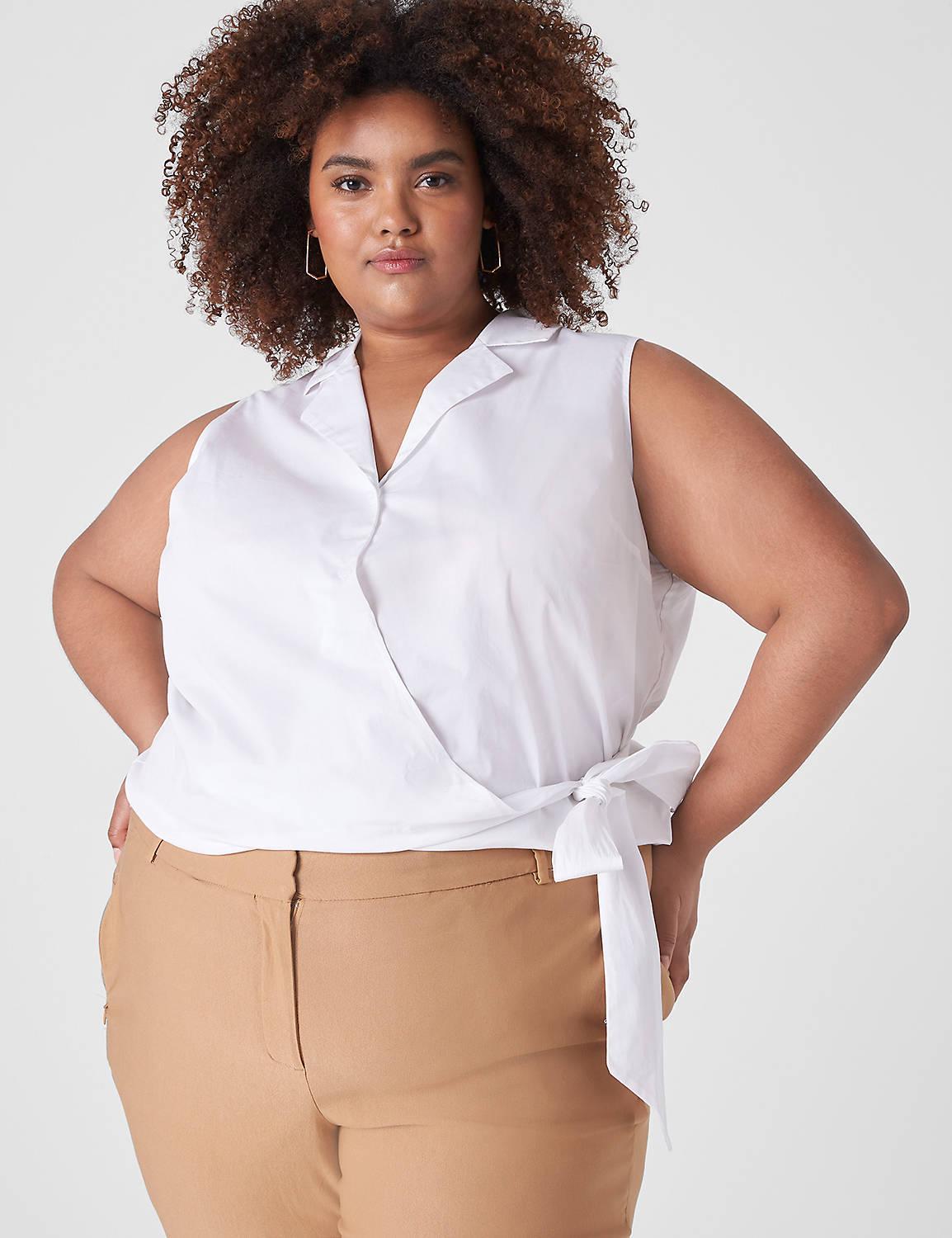 Lane Bryant Crop Sleeveless Full-Wrap Top 14 White Product Image