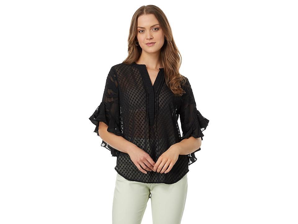 Vince Camuto Pin Tuck Flutter Sleeve Blouse (Rich ) Women's Clothing Product Image