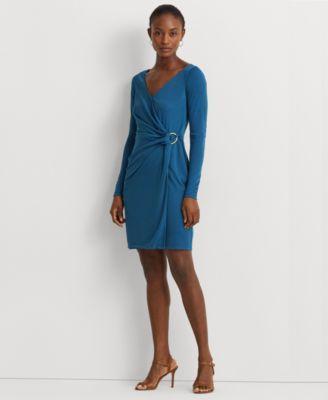 Lauren Ralph Lauren Womens Faux-Wrap Sheath Dress Product Image