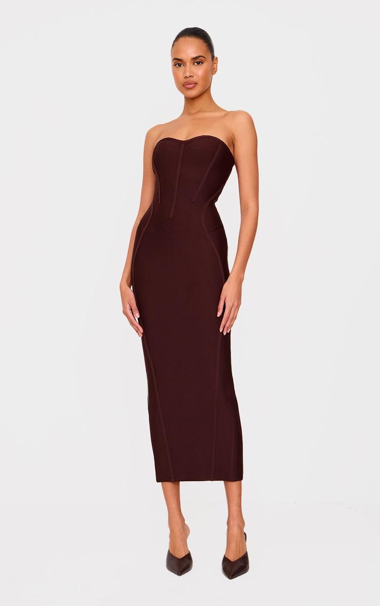 Chocolate Bandage Bandeau Bodycon Maxi Dress Product Image