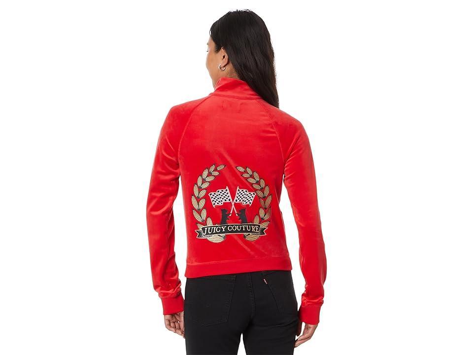 Juicy Couture Heritage Mock Neck Track Jacket with Back Graphic (Fire) Women's Clothing Product Image