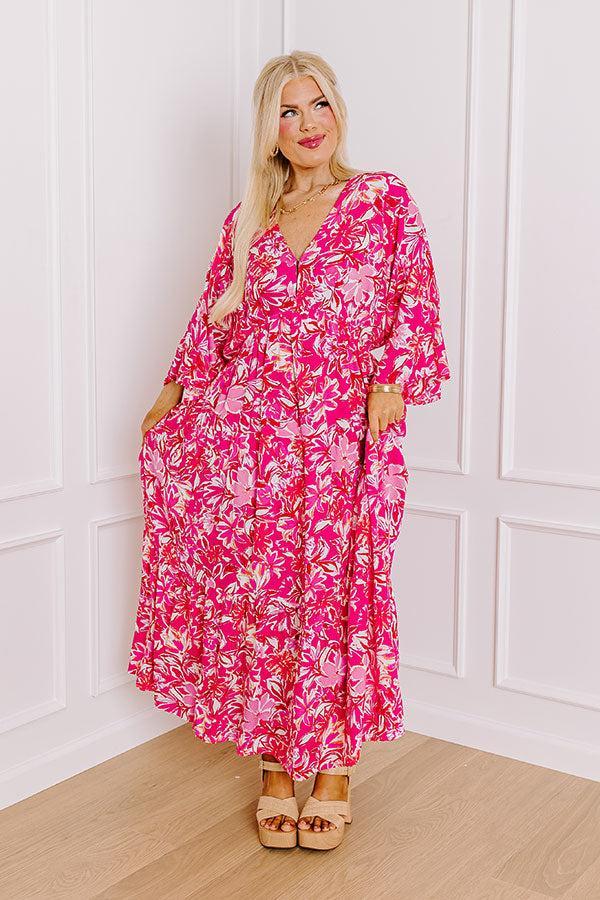 Blossom Breeze Floral Maxi In Hot Pink Curves Product Image