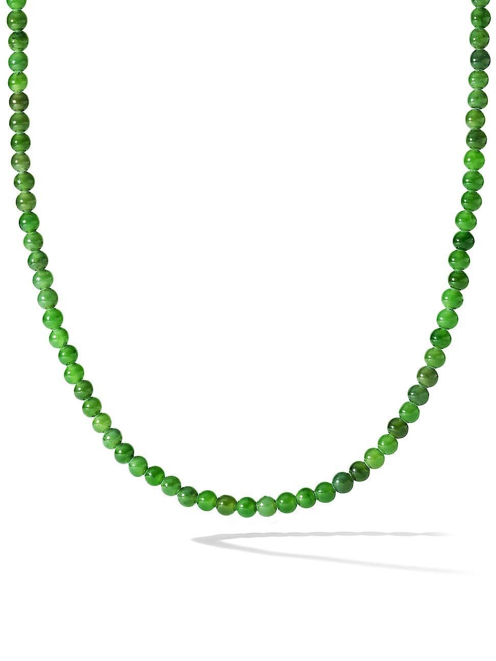 Mens Spiritual Beads Necklace with Nephrite Jade and 18K Yellow Gold Product Image