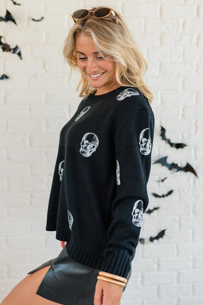 One Cool Ghoul Black Skull Print Sweater FINAL SALE Product Image