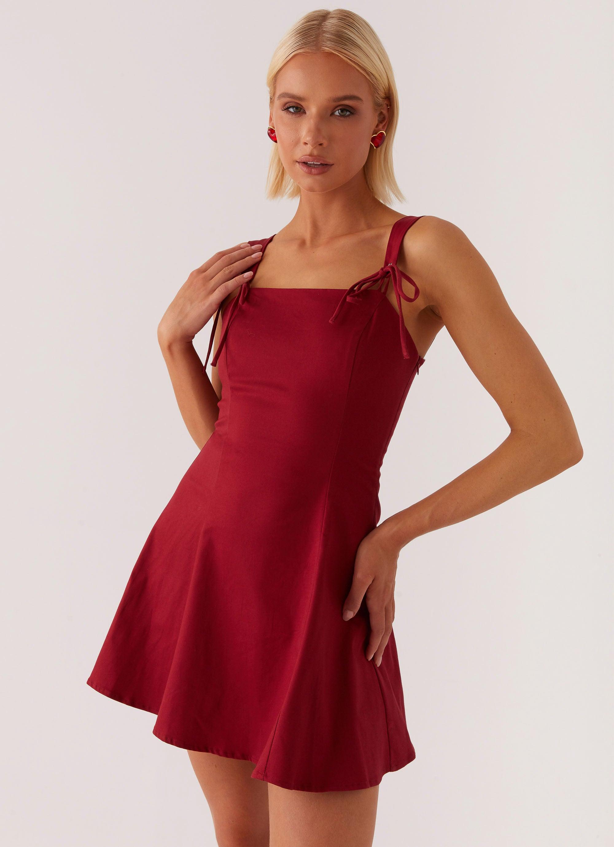 Jamaya Tie Mini Dress - Red Product Image