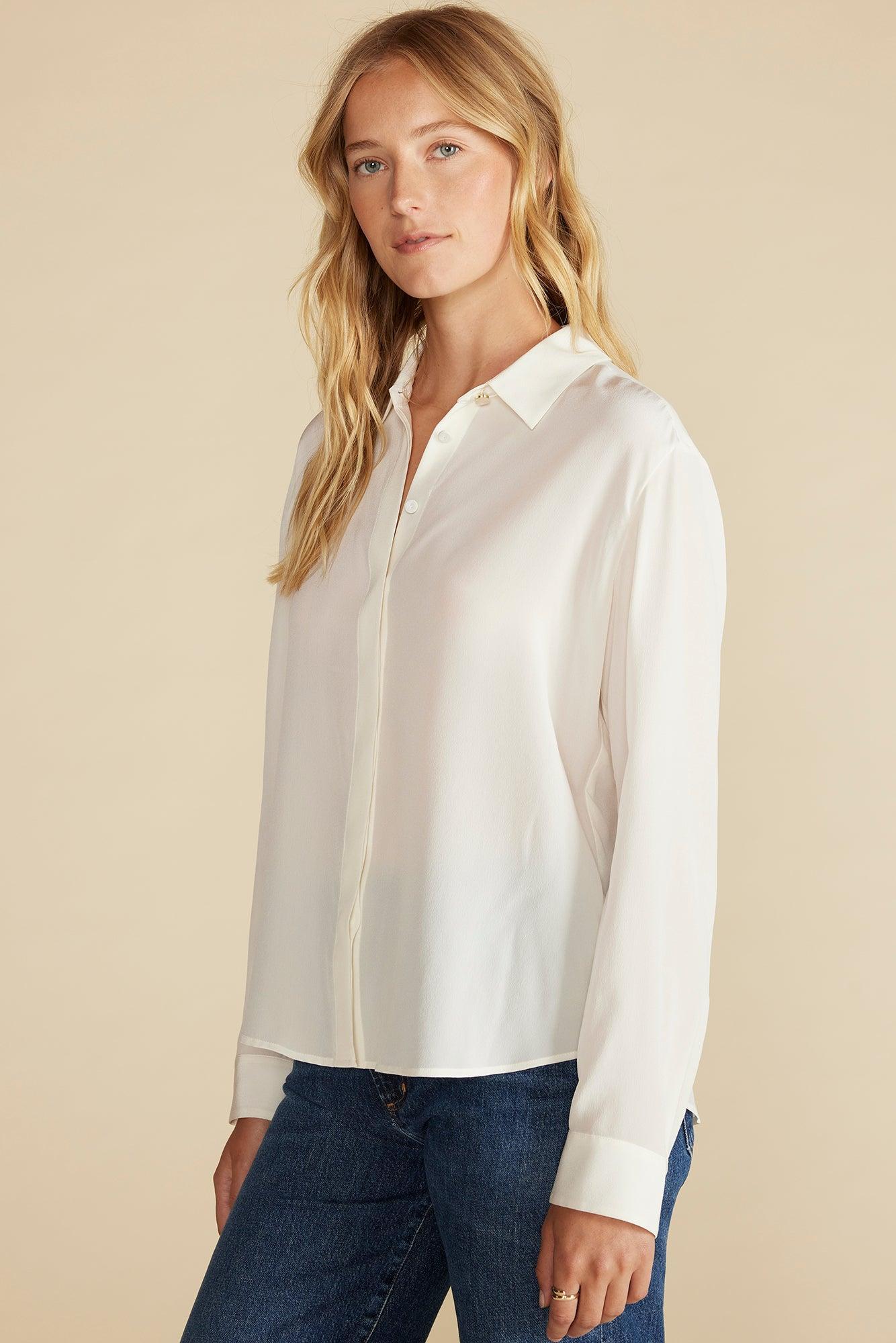 Bixby Washable Silk Blouse - Ivory Product Image