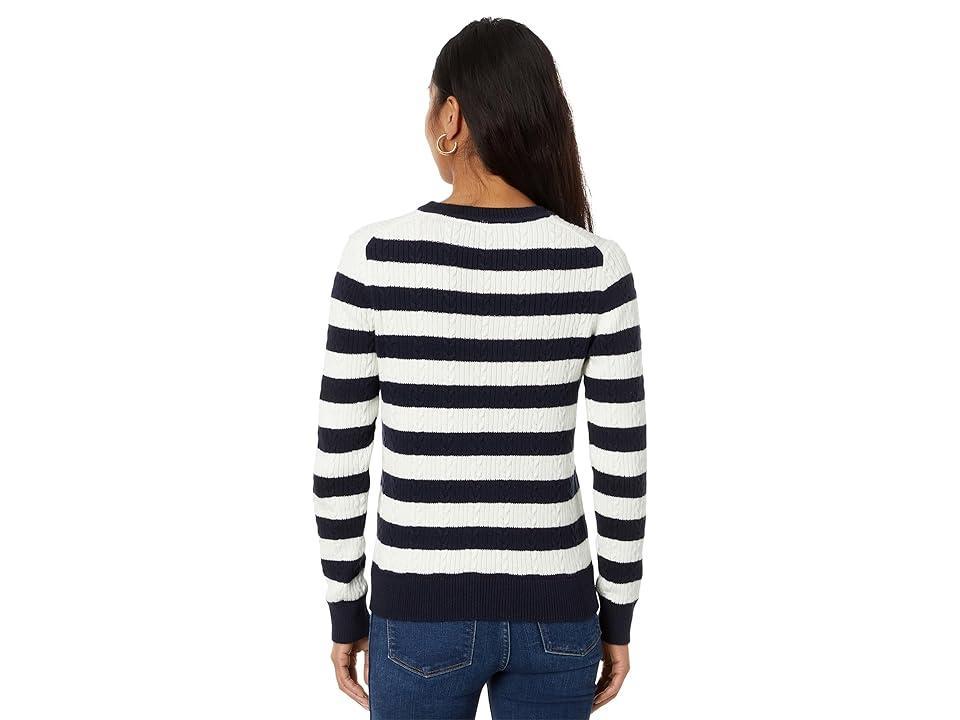 Tommy Hilfiger Stripe Cable Crew Neck Sweater (Sky Captain Multi) Women's Sweater Product Image