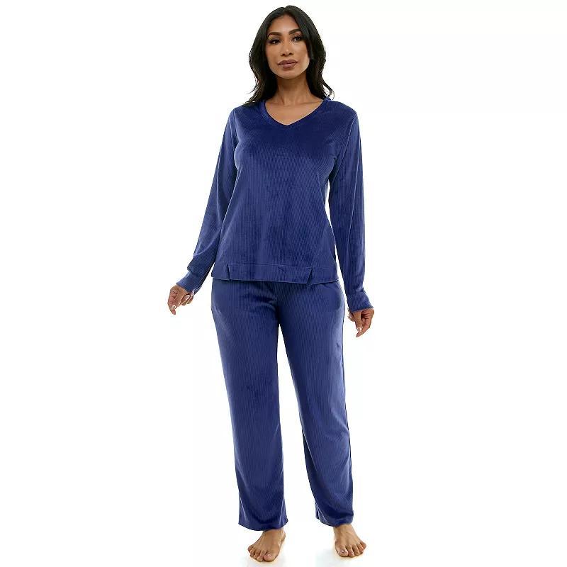 Womens Croft & Barrow 2-Piece Velour Pajama Top & Pajama Bottoms Set Product Image