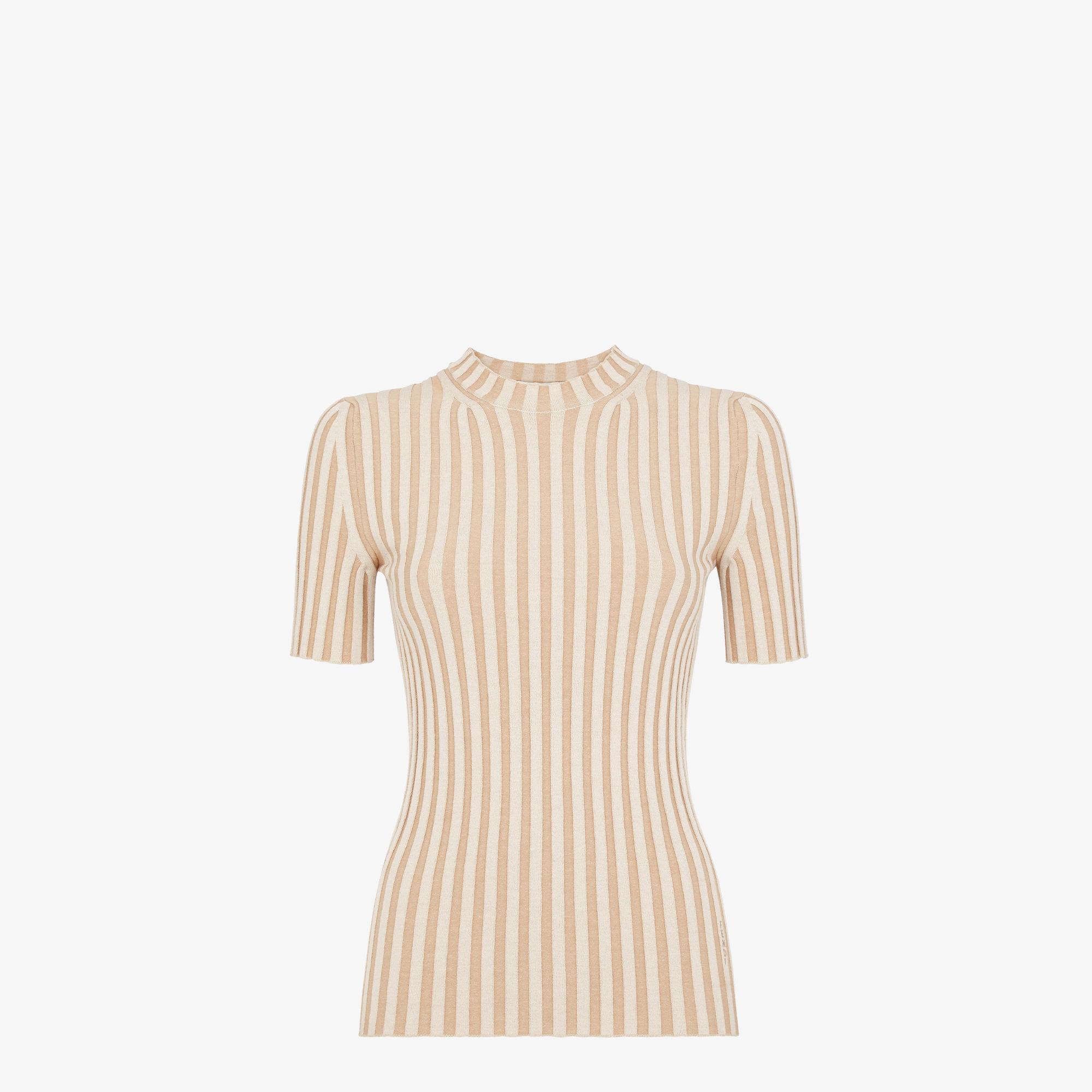 SweaterBeige ribbed cotton jumper Product Image