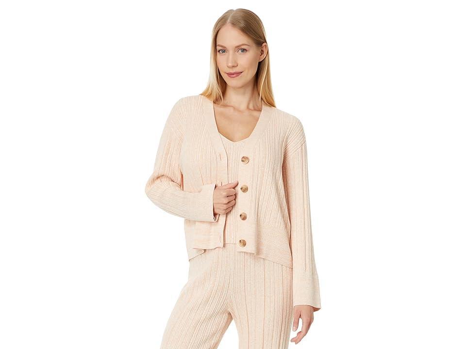 Eberjey Organic Cotton Sweater Rib Cardi (Peach Parfait) Women's Pajama Product Image