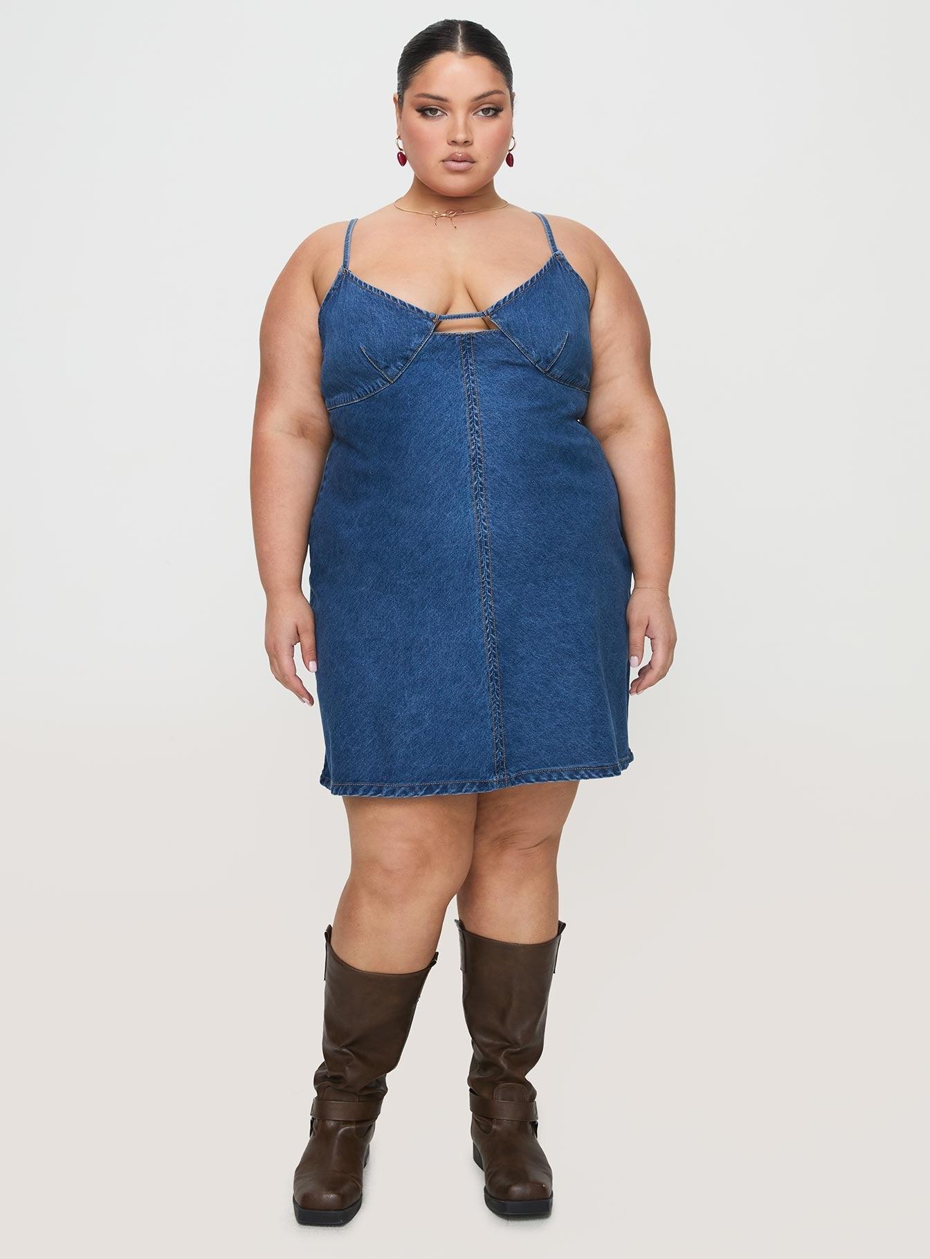 Arwen Denim Mini Dress Blue Curve Product Image