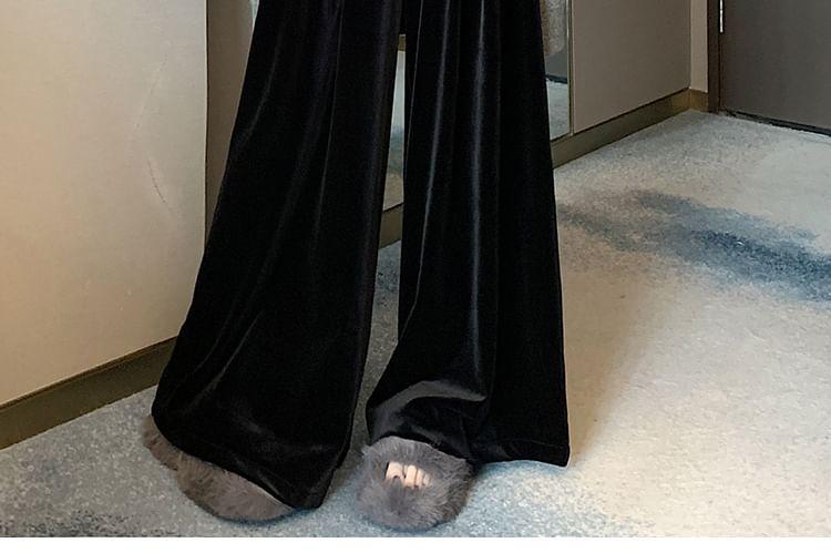 High Waist Plain Wide Leg Pants Product Image