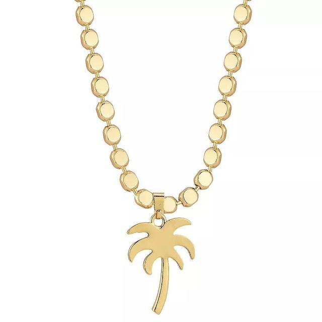 Palm Tree Pendant Necklace, Womens Gold Tone Product Image