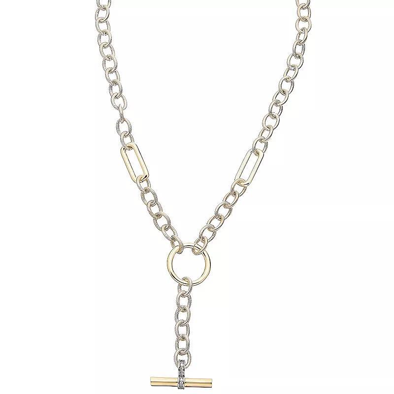 Juvell 18k Gold Plated Cubic Zirconia Link Y-Necklace, Womens Two Tone Product Image