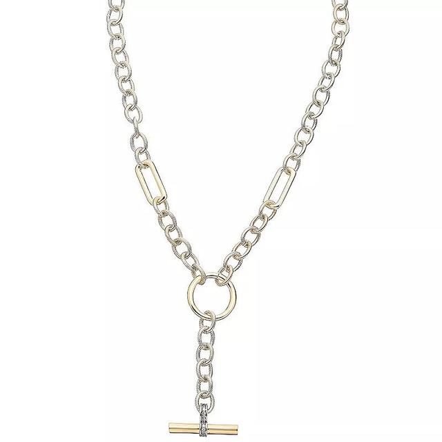 Juvell 18k Gold Plated Cubic Zirconia Link Y-Necklace, Womens Two Tone Product Image