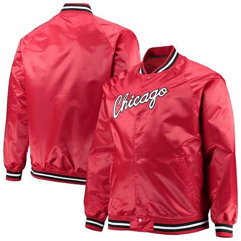 Mens Mitchell & Ness Chicago Bulls Big & Tall Hardwood Classics Raglan Satin Full-Snap Jacket Product Image