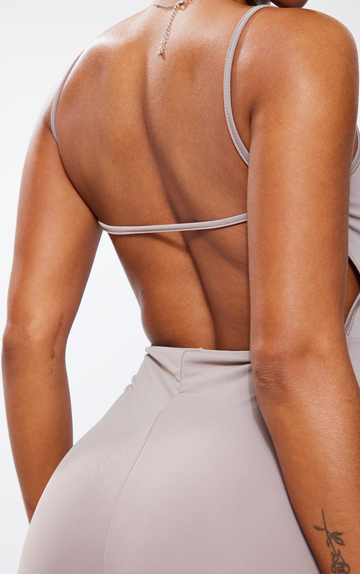 Taupe Matte Sculpt Strappy Back Detail Unitard Product Image