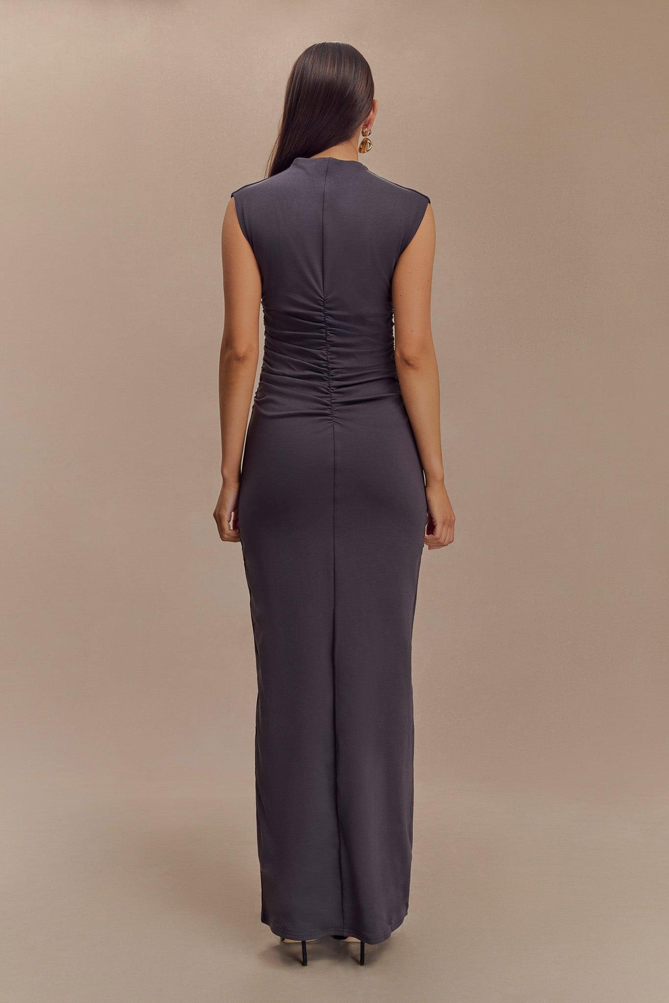 Elliot High Neck Sleeveless Maxi Dress - Dark Charcoal Product Image