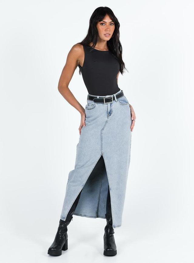 Batkins Maxi Skirt Light Wash Denim Product Image