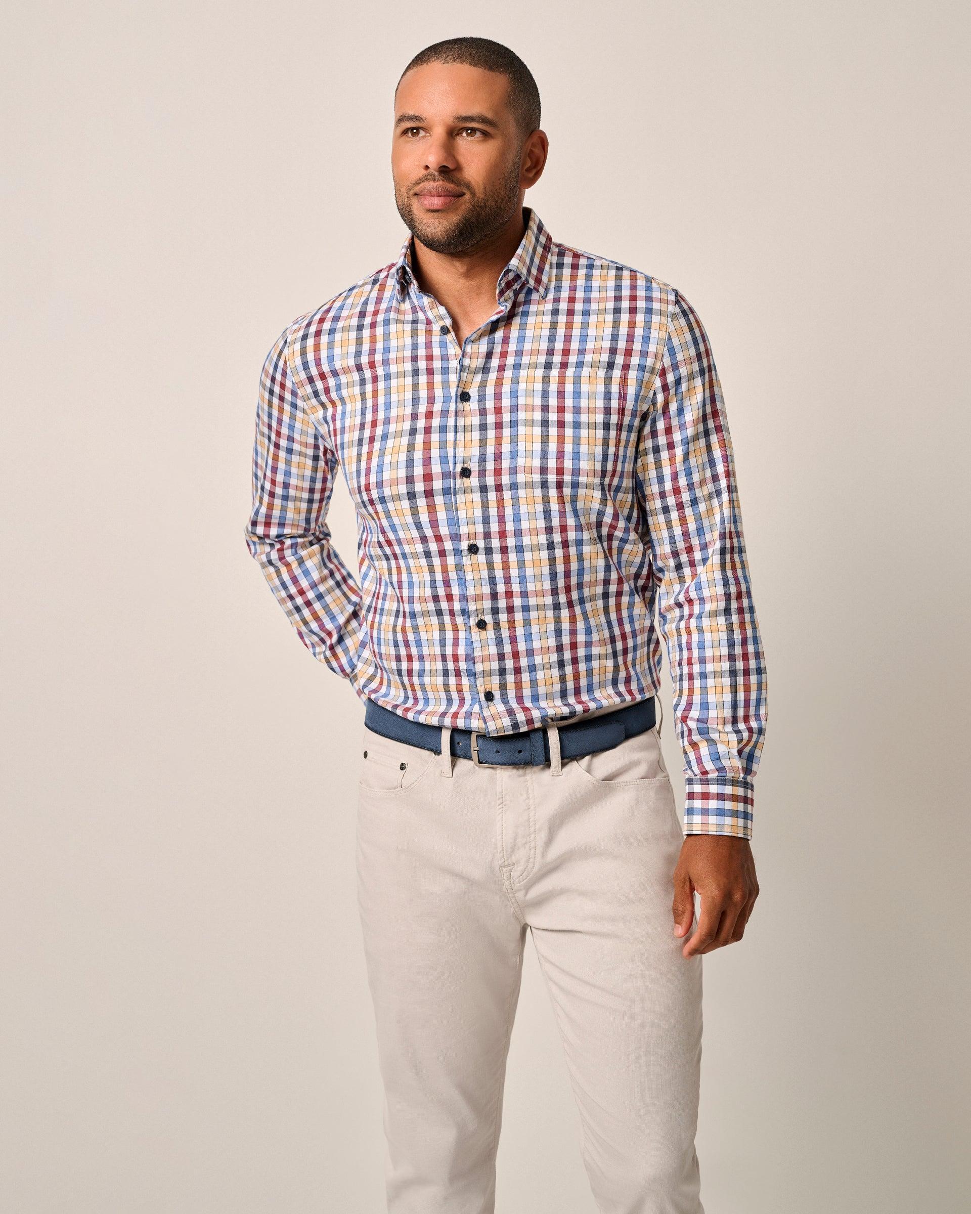 Tucked Cotton Blend Button Up Shirt - Dartmouth Male Product Image