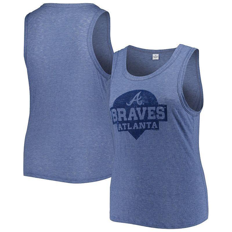 Womens Soft As A Grape Navy Atlanta Braves Plus Size High Neck Tri-Blend Tank Top Product Image