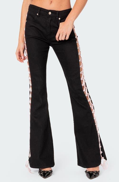 Womens Satin lace up flared jeans product image