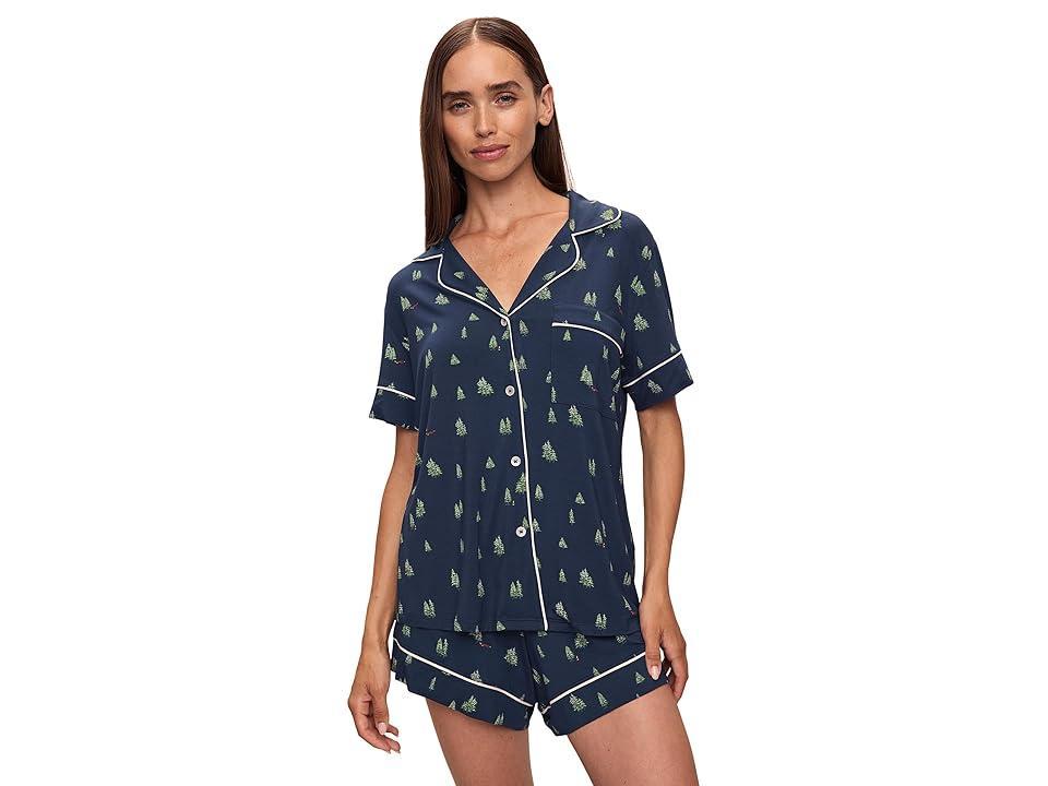 Eberjey Gisele Printed - The Relaxed Short PJ Set (Woodland Pine /Ivory) Women's Pajama Sets Product Image