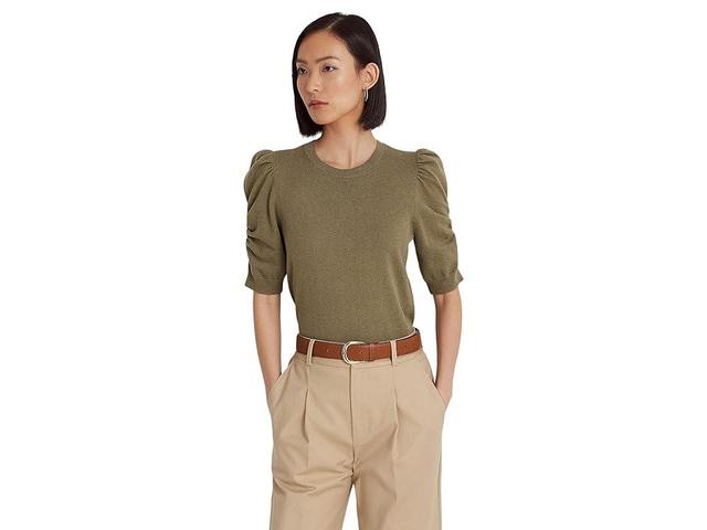 LAUREN Ralph Lauren Sijaly Short Sleeve Pullover (Olive Fern) Women's Clothing Product Image