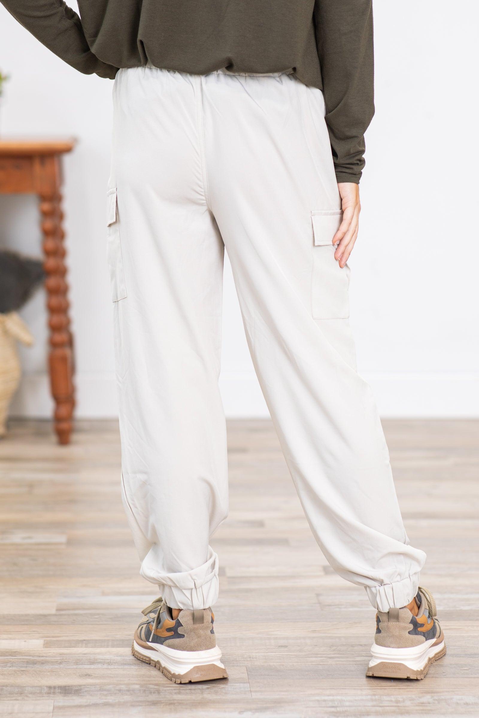 Beige High Waist Cargo Pocket Active Joggers Product Image