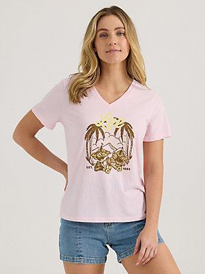 Women's Hibiscus V-Neck Graphic Tee | Women's Tops | Lee® Product Image