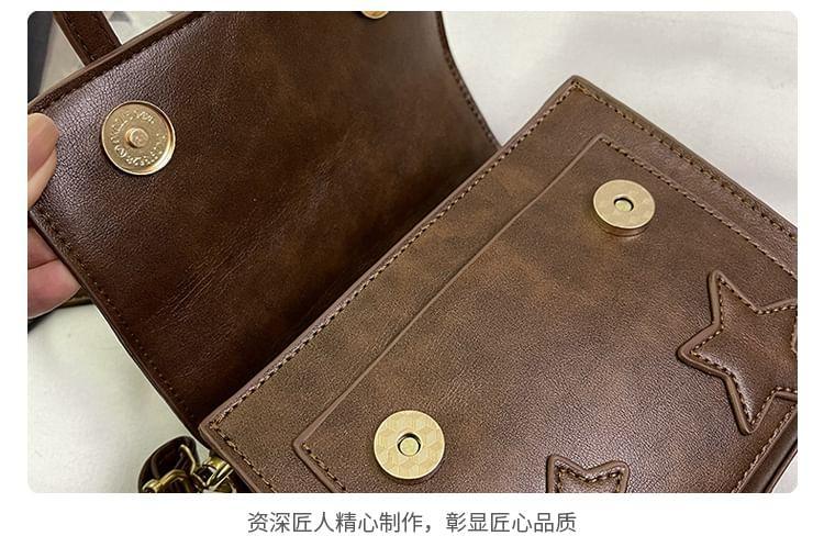 Star Applique Faux Leather Flap Crossbody Bag Product Image