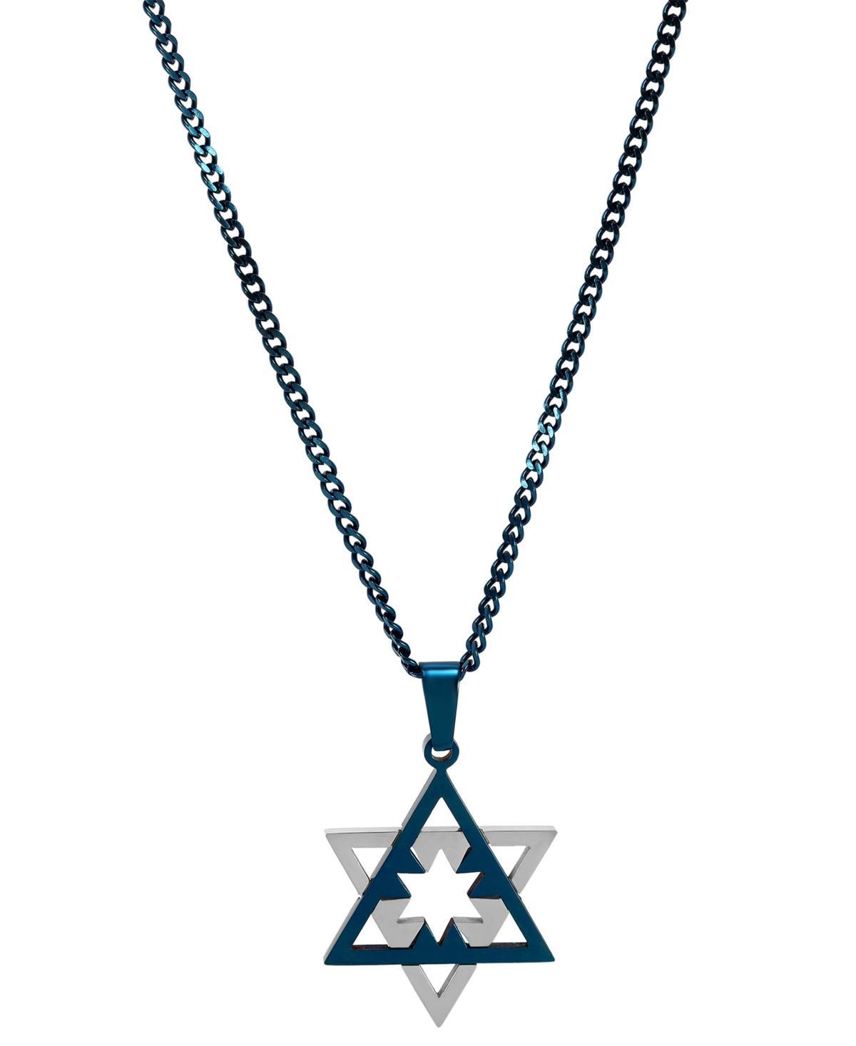 Blackjack Mens Star of David 24 Pendant Necklace in Stainless Steel Product Image