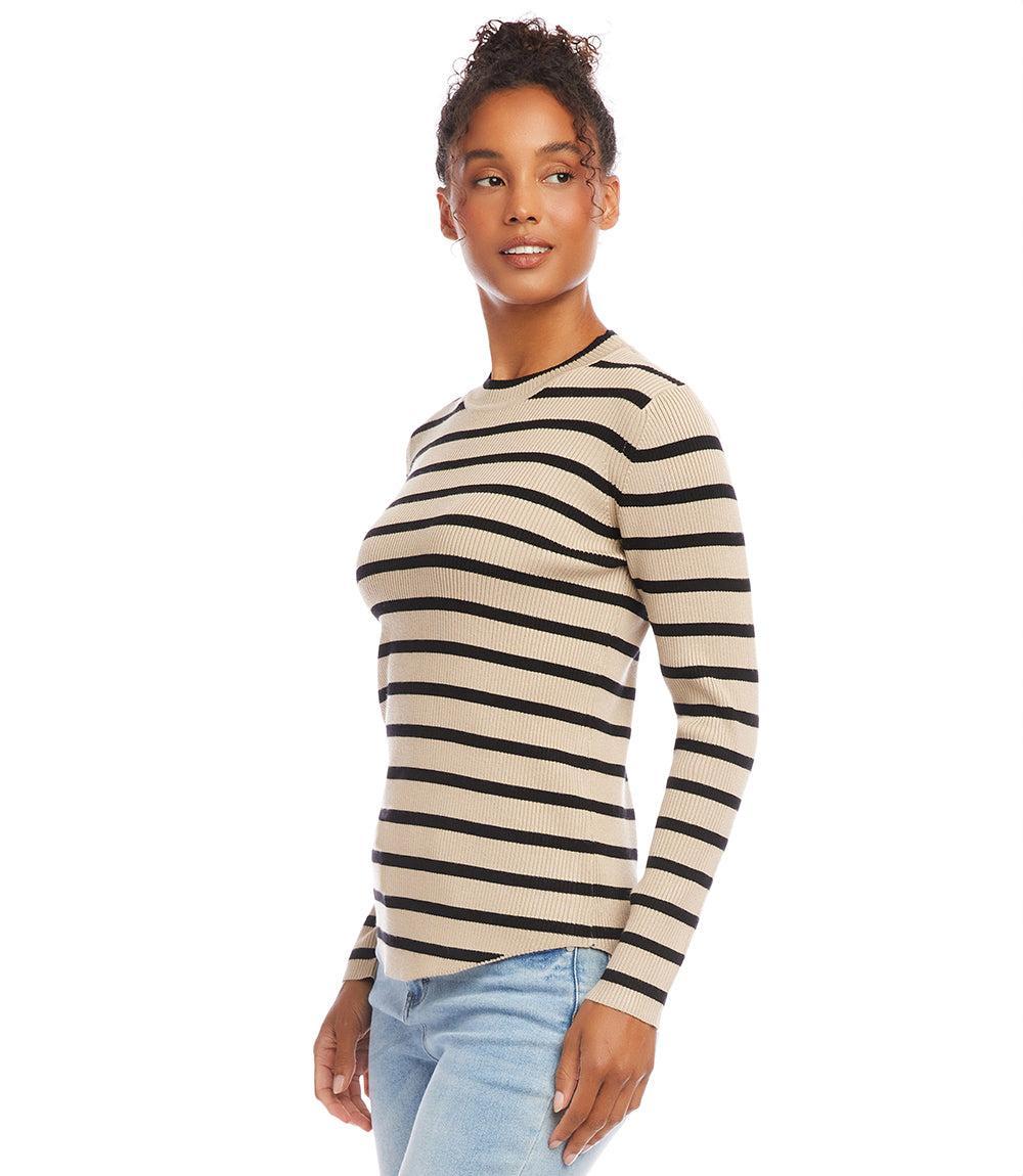 Karen Kane Women's Stripe Shirttail Sweater, , Nylon/Rayon Product Image