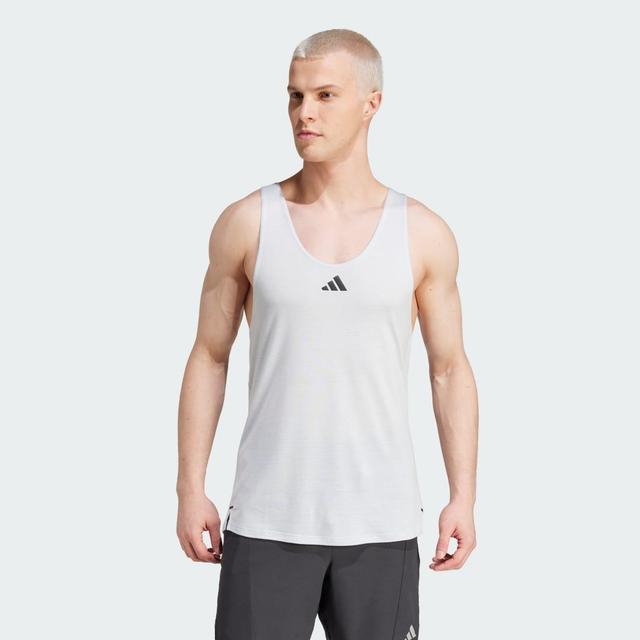 adidas Workout Stringer Tank Top Halo Blue XL Mens Product Image