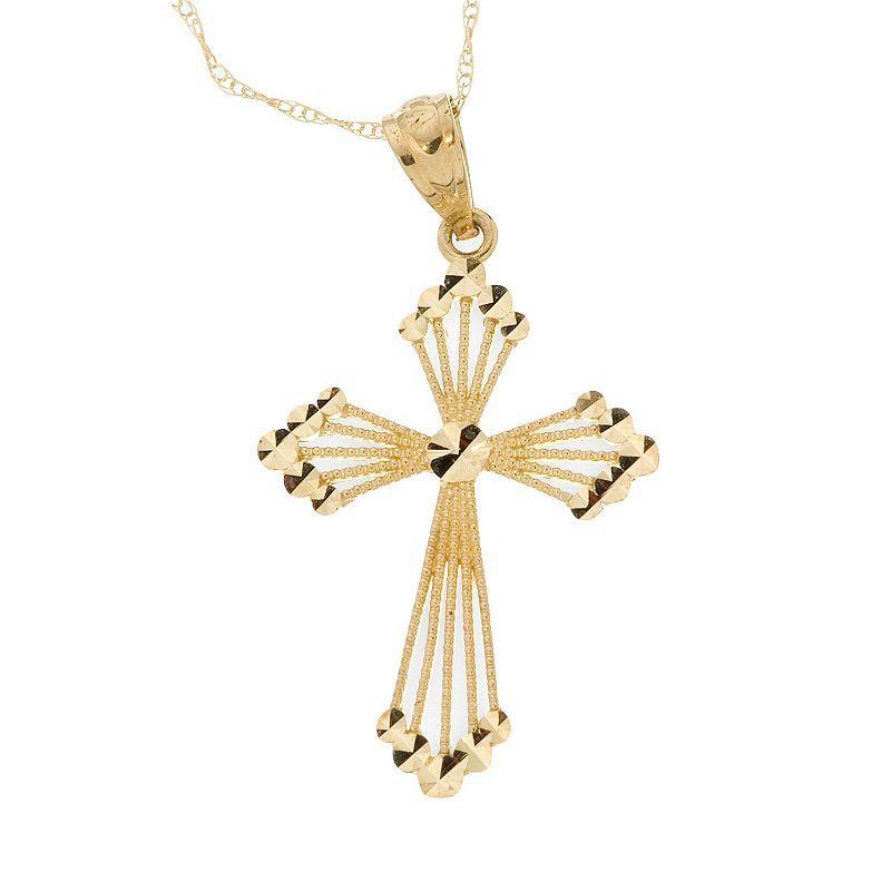 10k Gold Openwork Cross Pendant, Womens Product Image