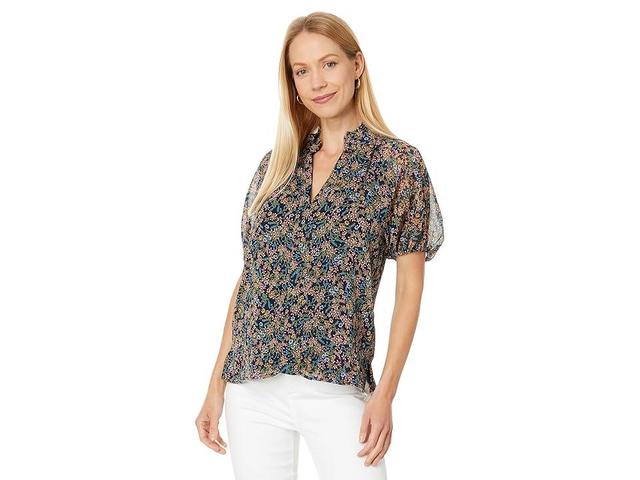 CeCe Womens Printed Split-Neck Raglan-Sleeve Blouse Product Image