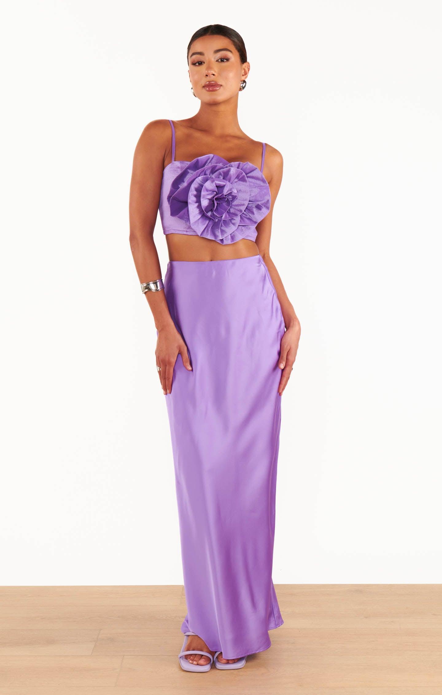 Maxi Slip Skirt ~ Violet Luxe Satin Product Image