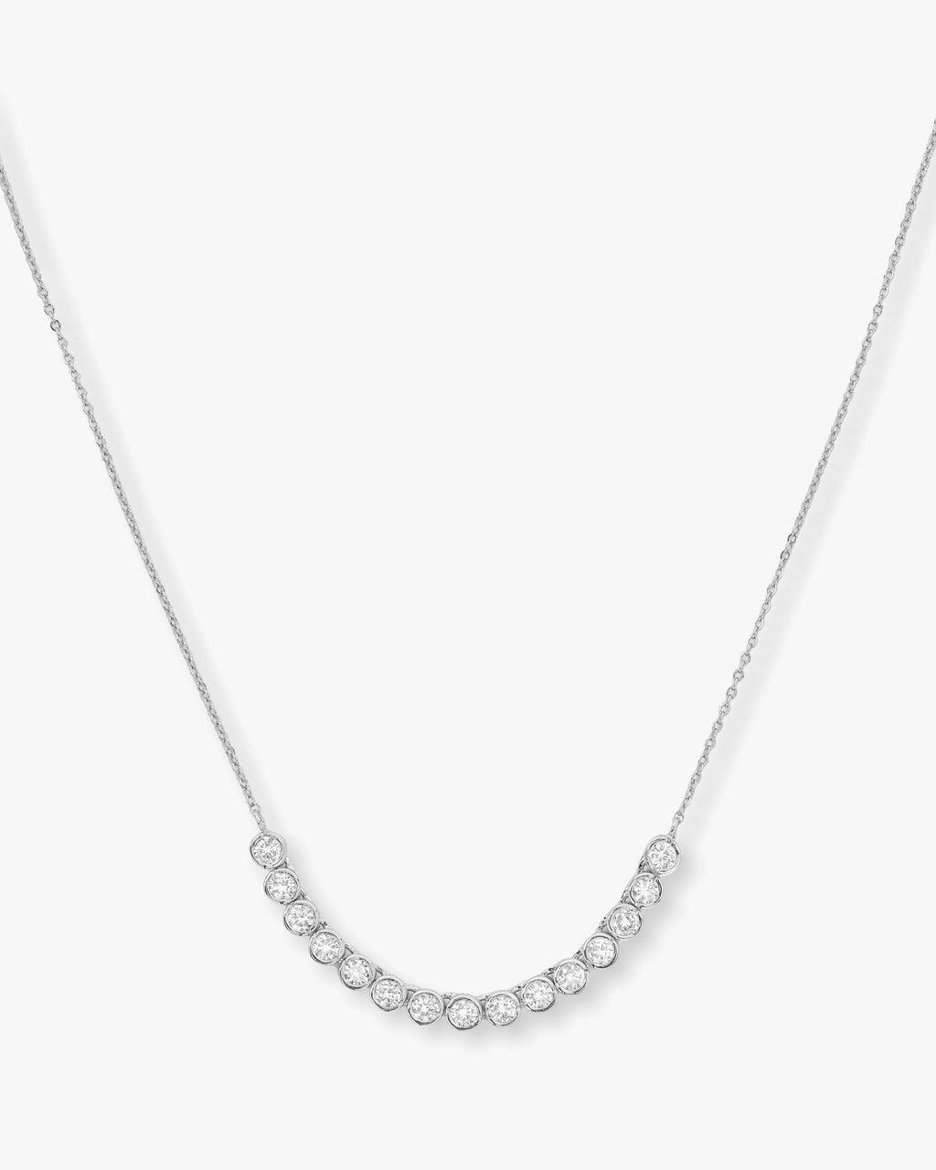 Baroness Tennis Chain Necklace - Silver|White Diamondettes Product Image