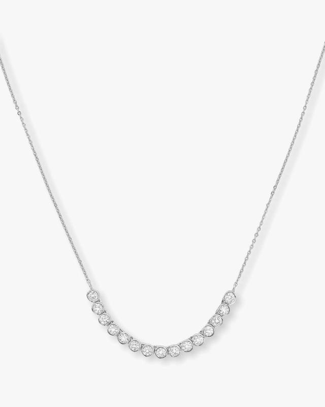 Baroness Tennis Chain Necklace - Silver|White Diamondettes Product Image