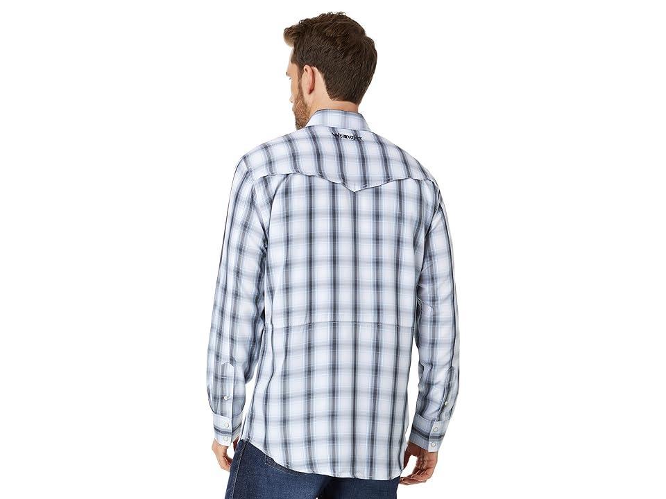 Wrangler Performance Long Sleeve Snap Plaid White) Men's Clothing Product Image