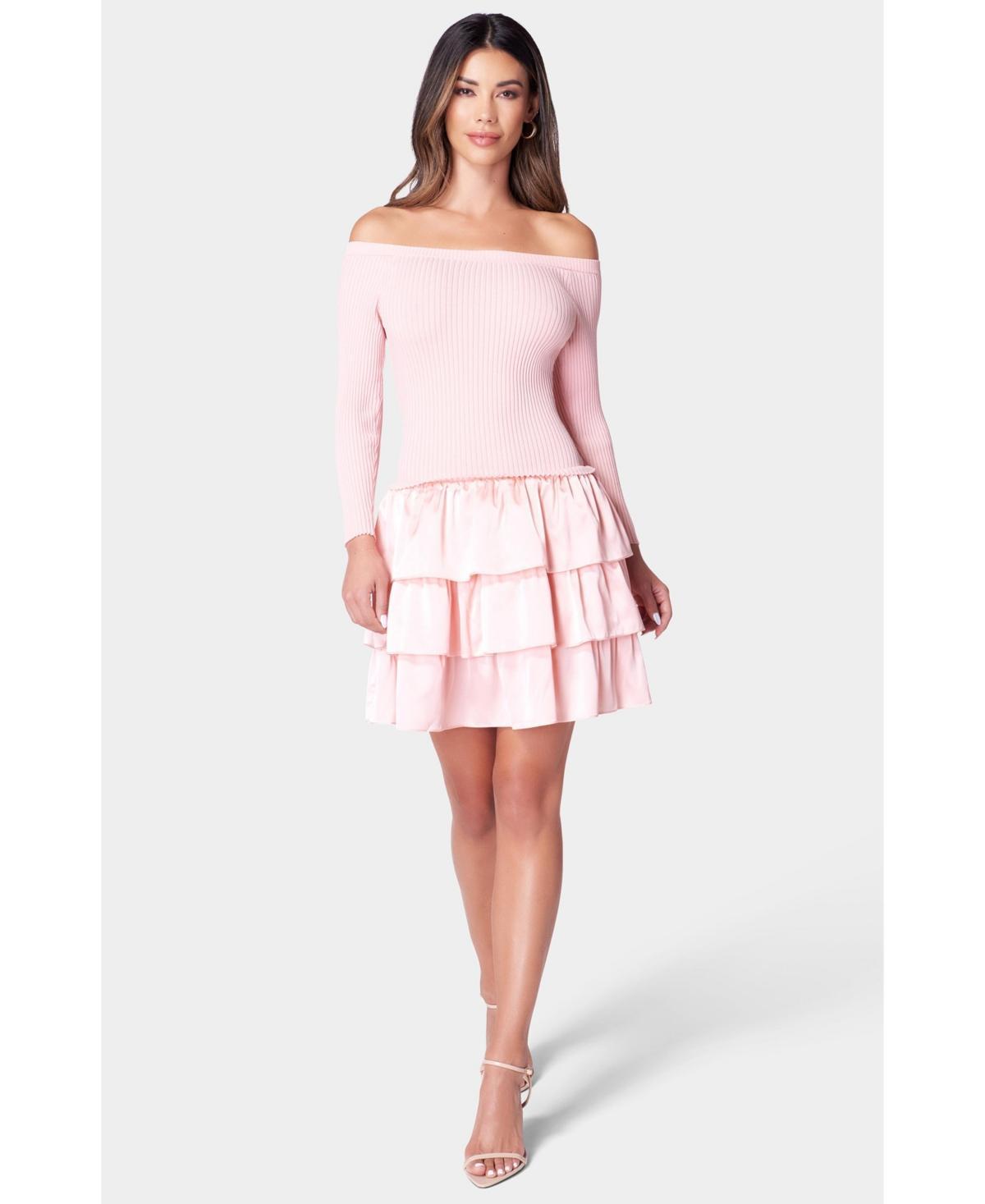 Women's Off The Shoulder Tiered Dress Product Image