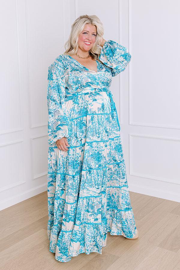 Chateau Chic Tiered Maxi Dress in Sky Blue Curves Product Image