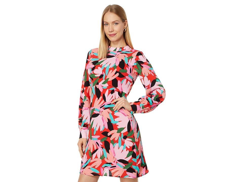 Donna Morgan Long Sleeve Mini Dress (Poppy/Light Pink) Women's Dress Product Image